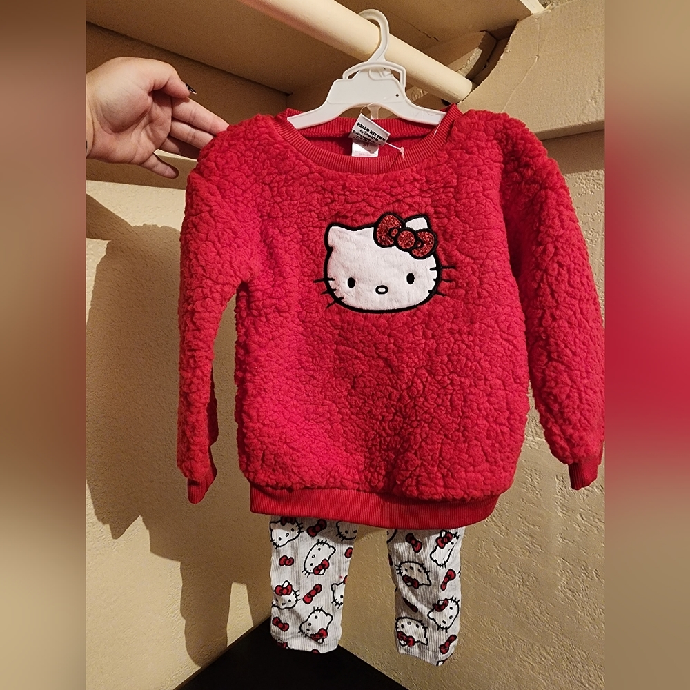 NWT. Fuzzy Hello Kitty 2pc outfit.  3T.
